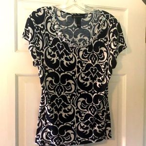 INC top, Black, white, size L